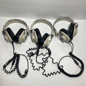 Califone 2924AV-P Beige Black Lot of 3 Over‎ Ear Headphones Coil Cord